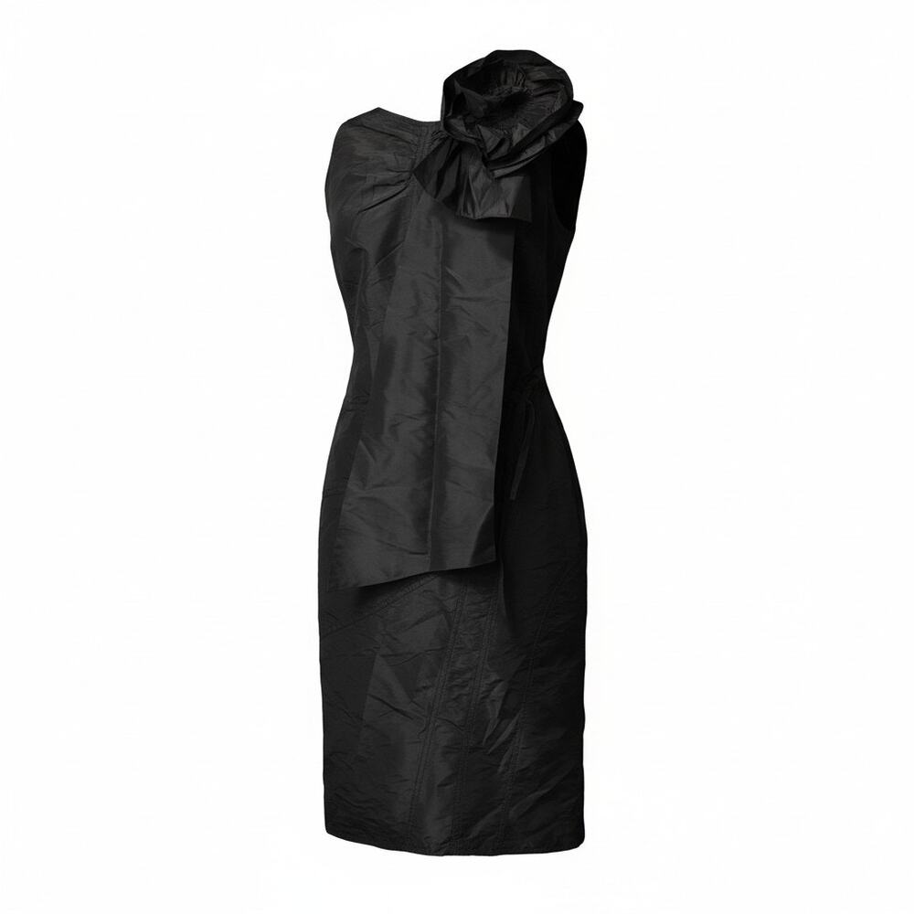 Miu Miu Abito 100% Silk Knee-Length Dress Black Size 38 IT / 4 US